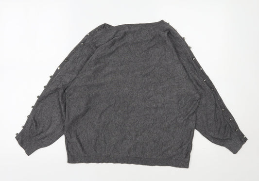 George Womens Grey Round Neck Viscose Pullover Jumper Size 16