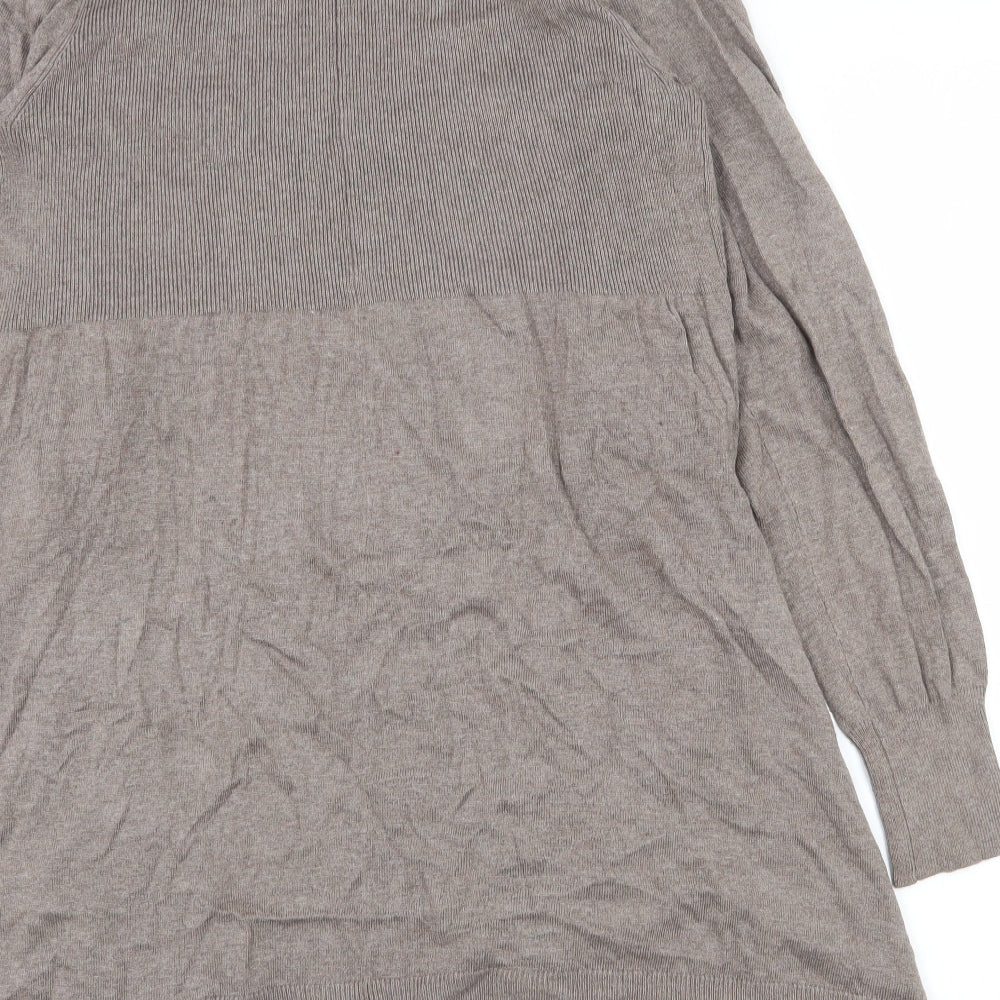 TU Womens Brown V-Neck Cotton Cardigan Jumper Size 12