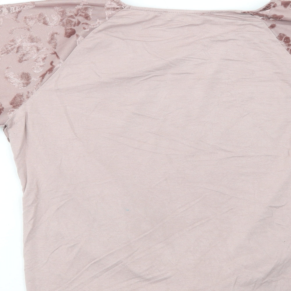 George Womens Pink Floral Polyester Basic Blouse Size 12 Crew Neck