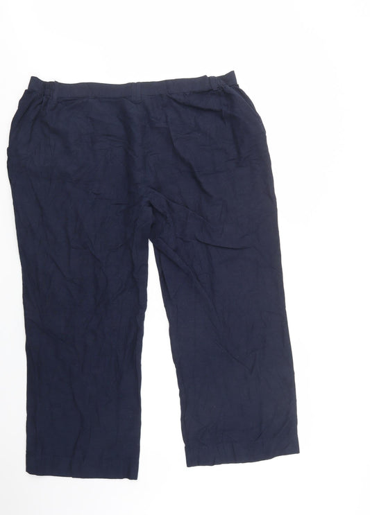 Joanna Hope Womens Blue Viscose Trousers Size 20 L28 in Regular Button