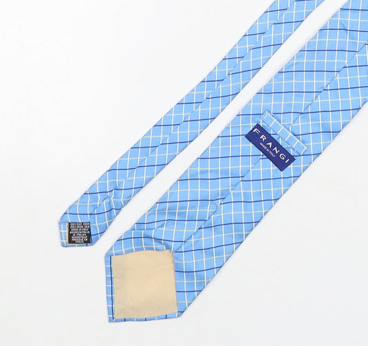 Mens Frangi Blue Plaids & Checks Pointed Tie