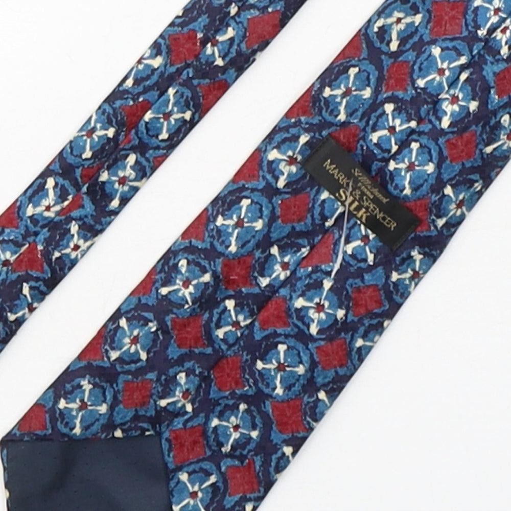 Marks and Spencer Mens Multicoloured Geometric Silk Pointed Tie One Size