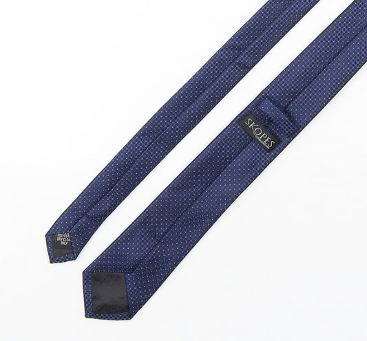 Skopes Mens Blue Geometric Polyester Pointed Tie One Size