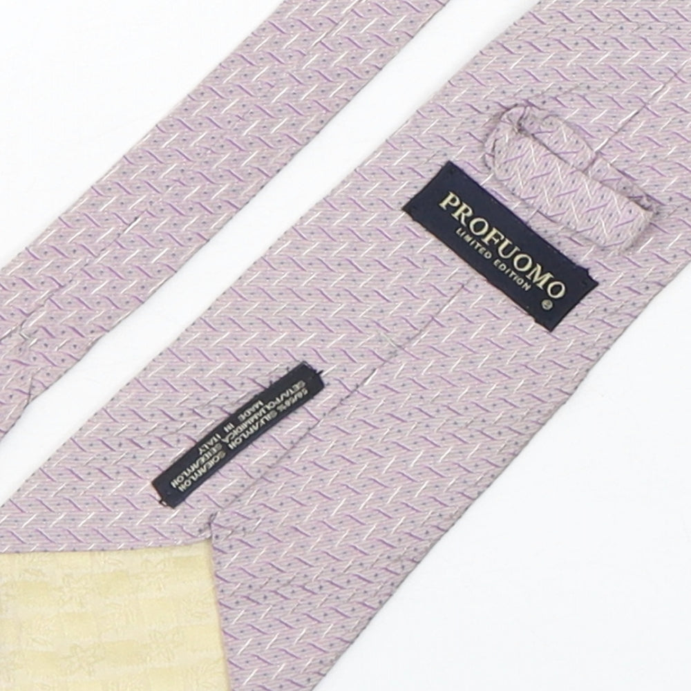 Profuomo Mens Purple Geometric Silk Pointed Tie One Size