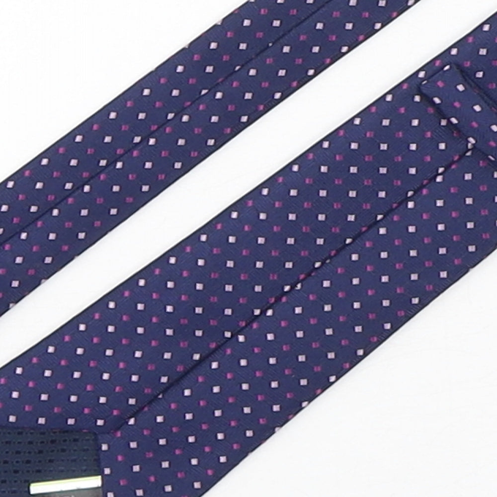 Brand and care label for Marks & Spencer men’s purple geometric polyester pointed tie one size