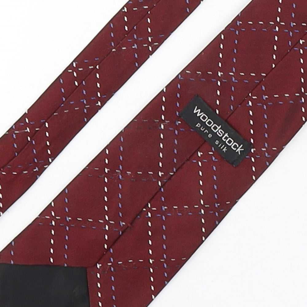 Brand and care label for Woodstock men’s multicoloured plaids & checks silk pointed tie one size