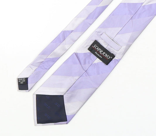 Soprano Mens Purple Striped Silk Pointed Tie One Size