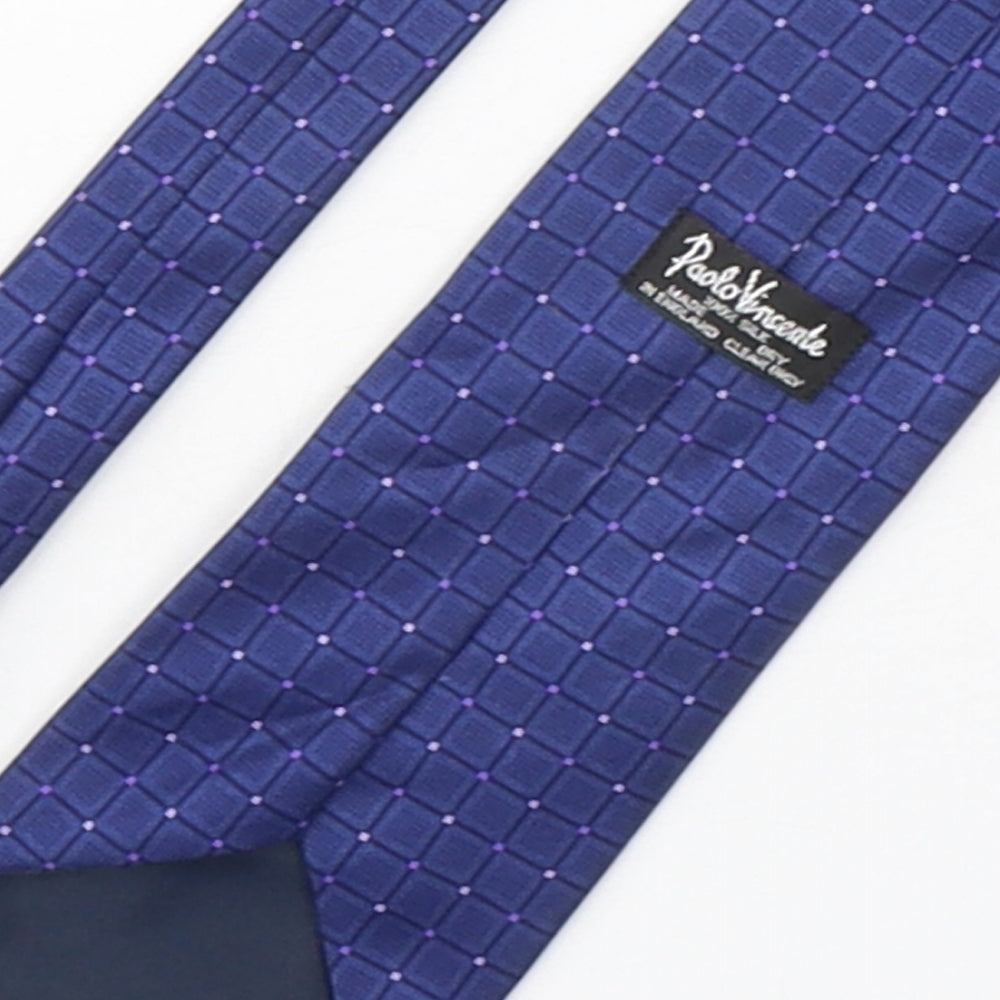 Paolo Vincente Mens Blue Geometric Silk Pointed Tie One Size