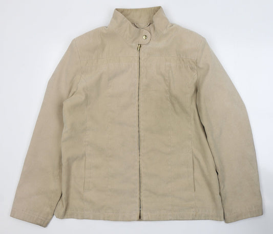 EWM Womens Beige Jacket Coat Size 16 Zip