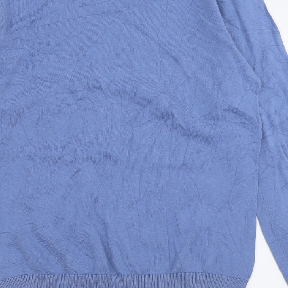 Gap Mens Blue V-Neck Cotton Pullover Jumper Size L