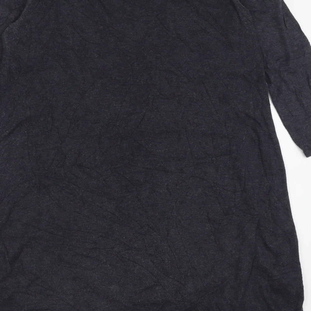 Monsoon Womens Grey Acrylic Jumper Dress Size 12 Roll Neck Tie