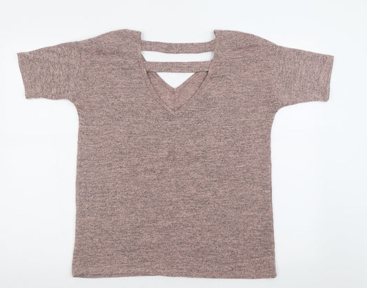 Primark Womens Pink V-Neck Polyester Pullover Jumper Size 6