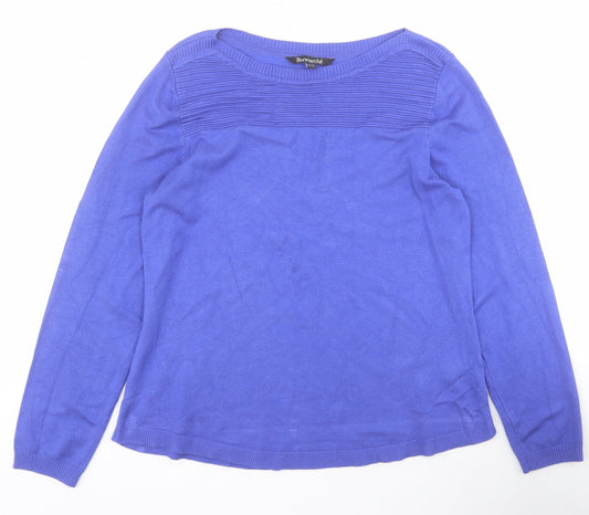 Bonmarche Womens Purple Round Neck Viscose Pullover Jumper Size 12