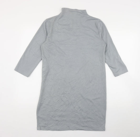 VILA Womens Grey Polyester A-Line Size M High Neck Zip