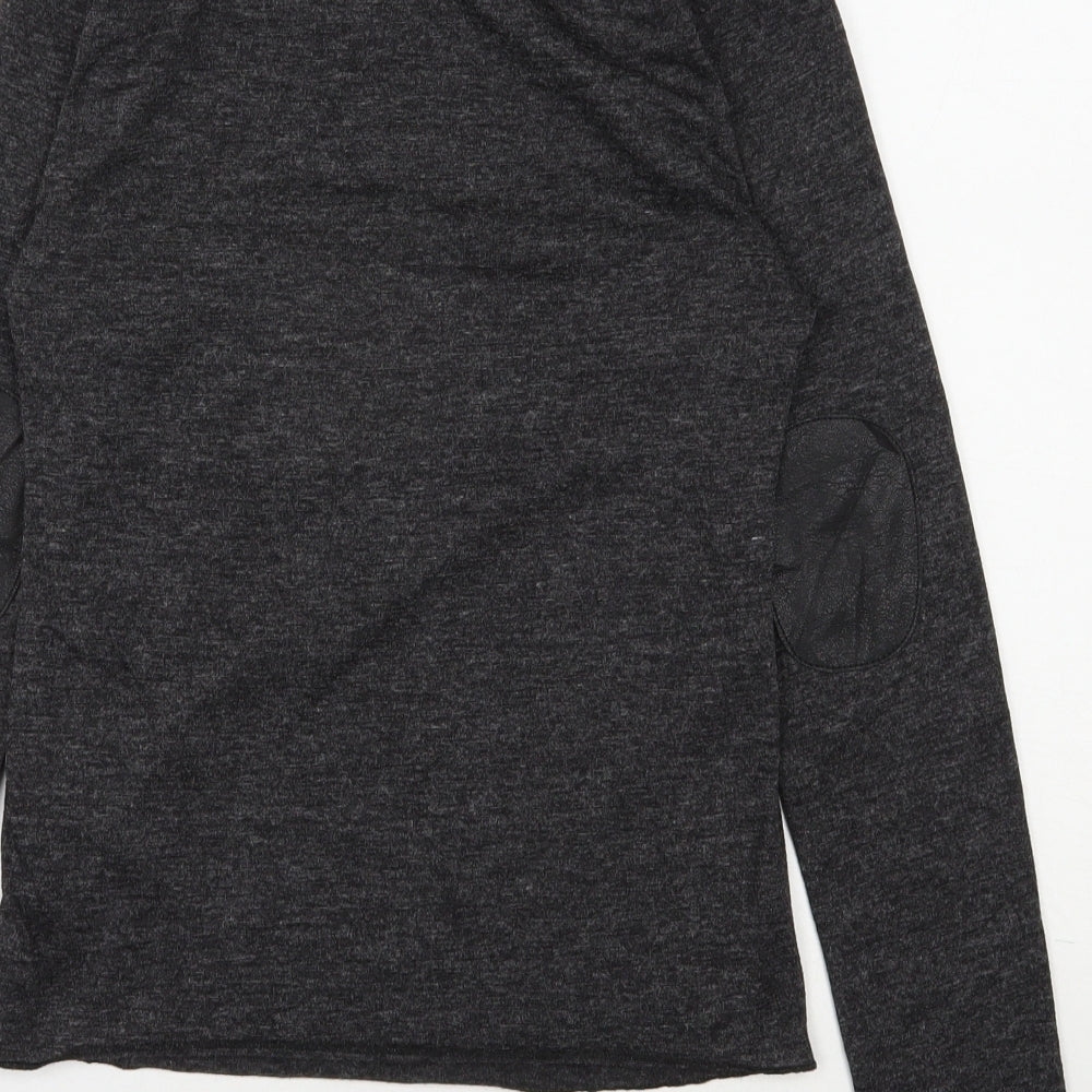 SheIn Womens Grey Polyester Jersey T-Shirt Size M Roll Neck