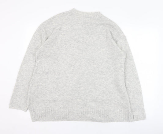 Marks and Spencer Womens Grey Round Neck Acrylic Pullover Jumper Size M