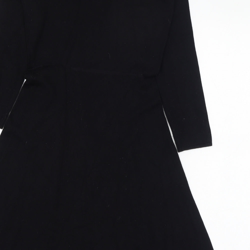 H&M Womens Black Viscose Skater Dress Size XS Round Neck Pullover