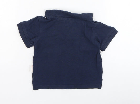 Kidzone Boys Blue Cotton Basic Polo Size 12 Months Collared Button