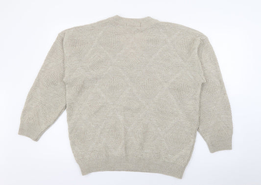 Marks and Spencer Mens Beige V-Neck Acrylic Pullover Jumper Size M