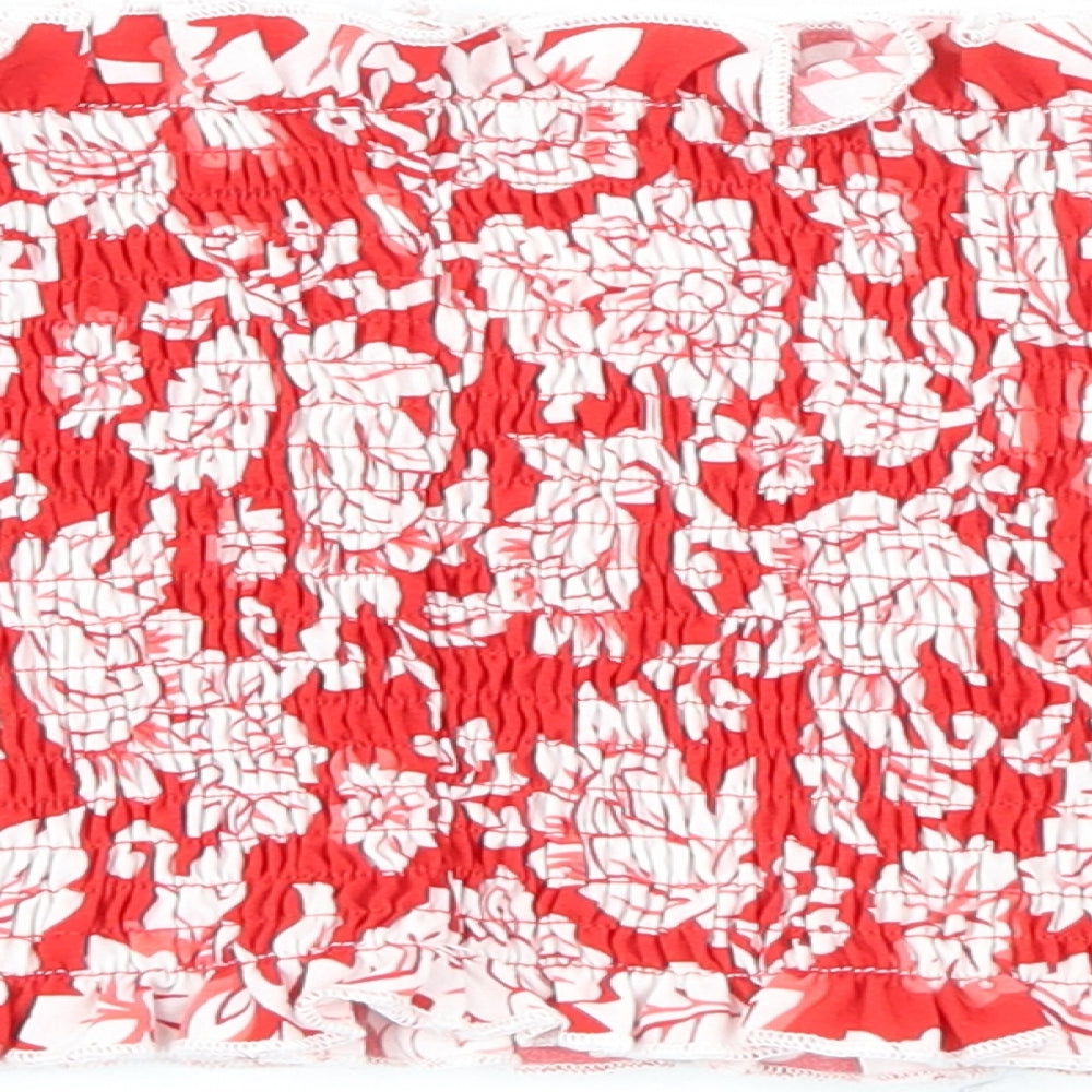 SheIn Womens Red Floral Polyester Basic Tank Size M Square Neck