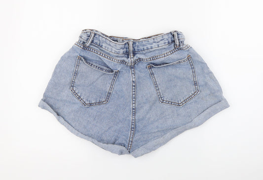SheIn Womens Blue  Cotton Hot Pants Shorts Size M  Regular Button