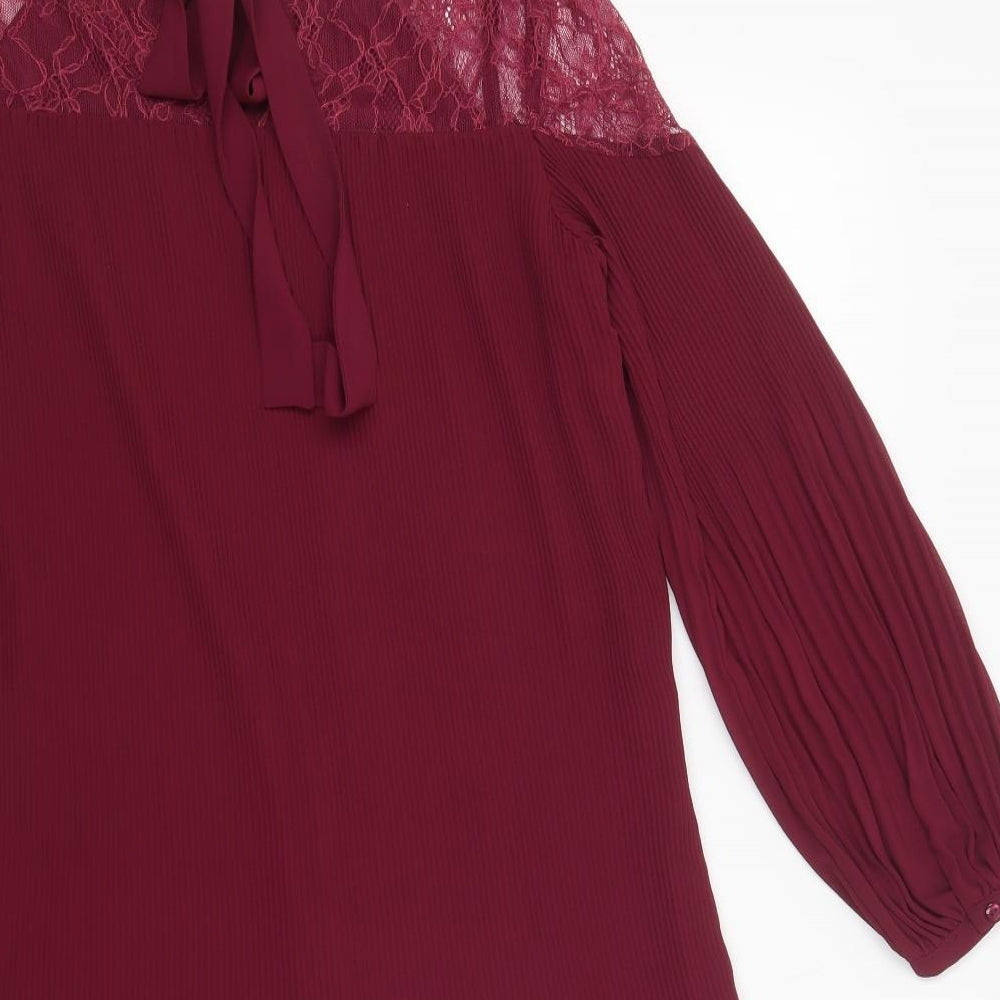 NEXT Womens Purple Polyester Shift Size 12 Boat Neck Tie - Lace Detail