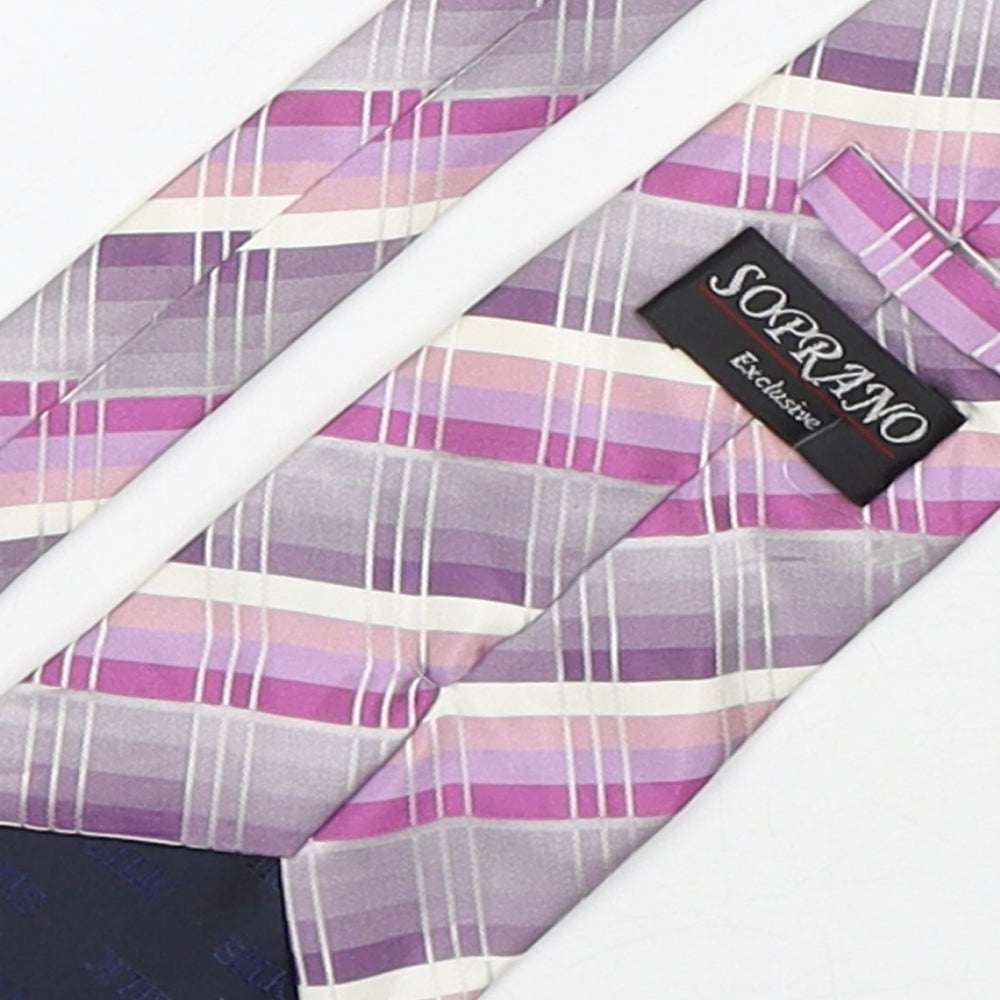 Soprano Mens Multicoloured Plaids & Checks Silk Pointed Tie One Size