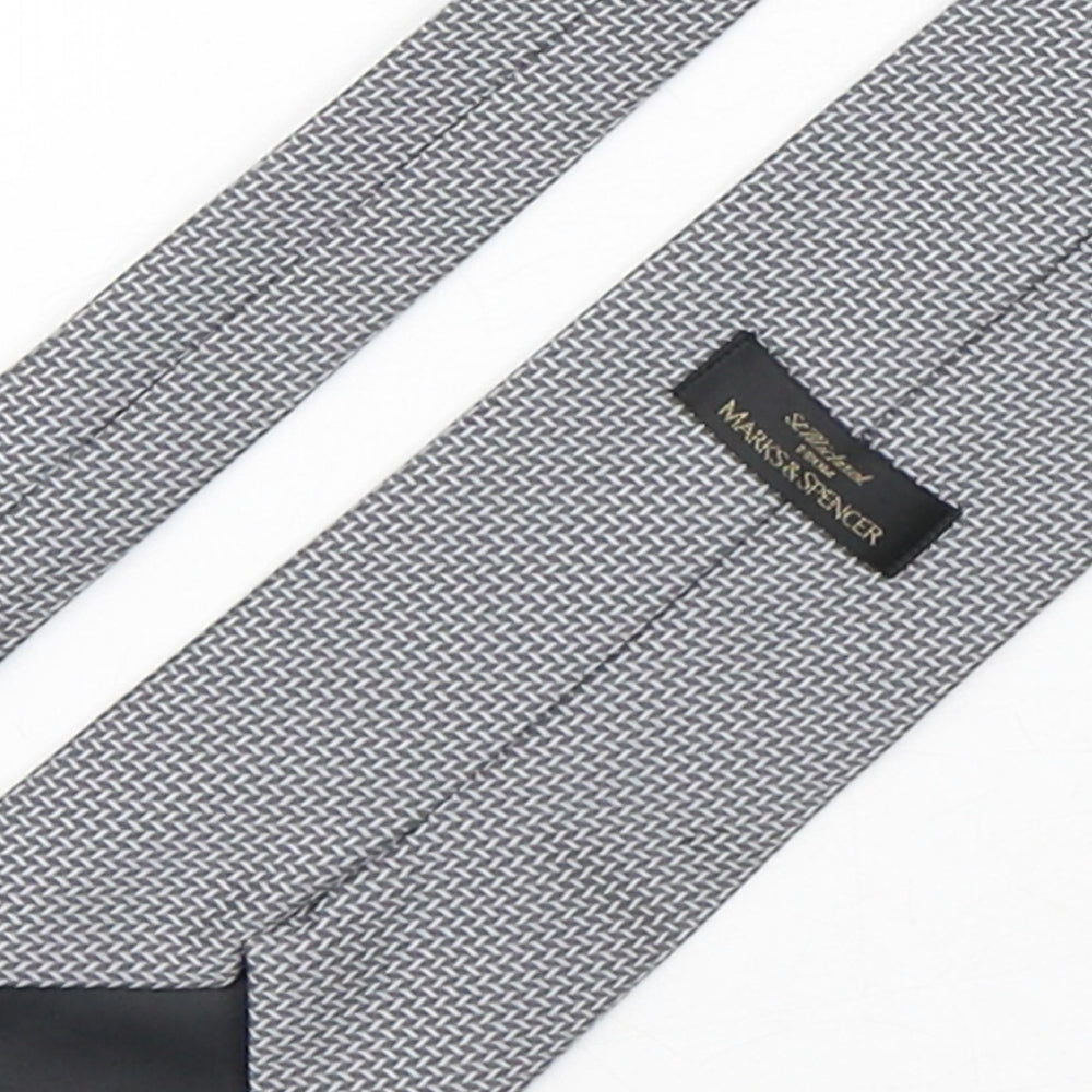 Marks and Spencer Mens Grey Geometric Polyester Pointed Tie One Size
