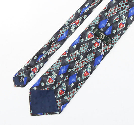 Jonelle Mens Multicoloured Geometric Silk Pointed Tie One Size