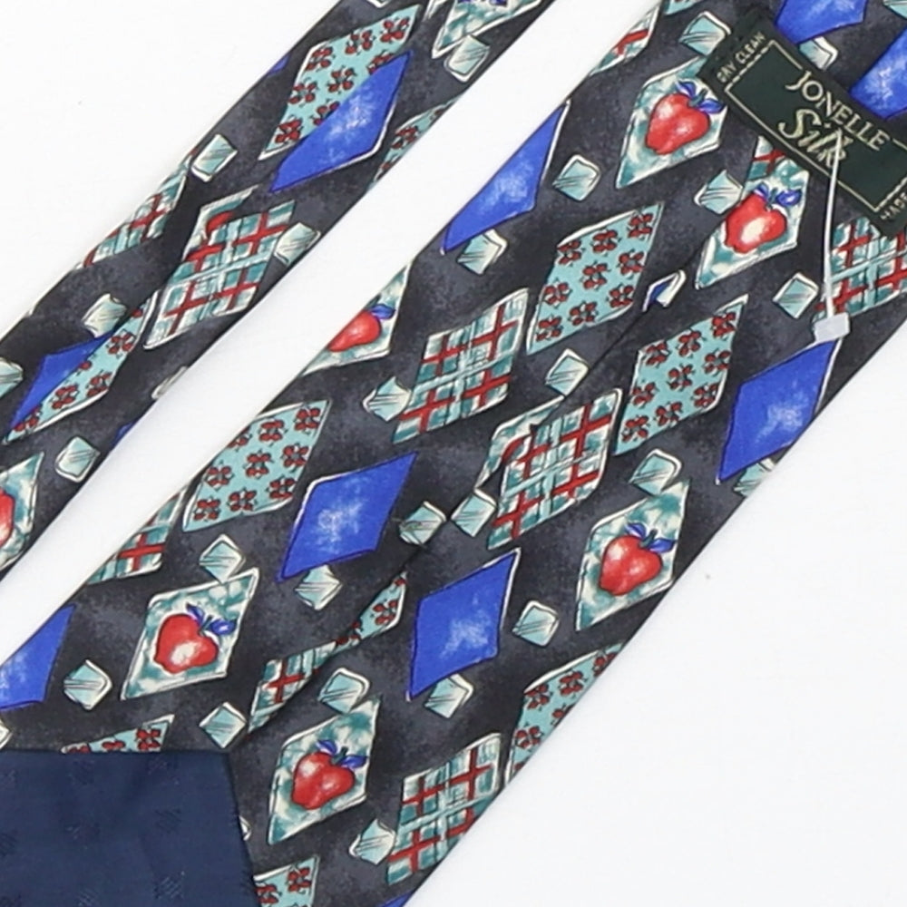 Jonelle Mens Multicoloured Geometric Silk Pointed Tie One Size