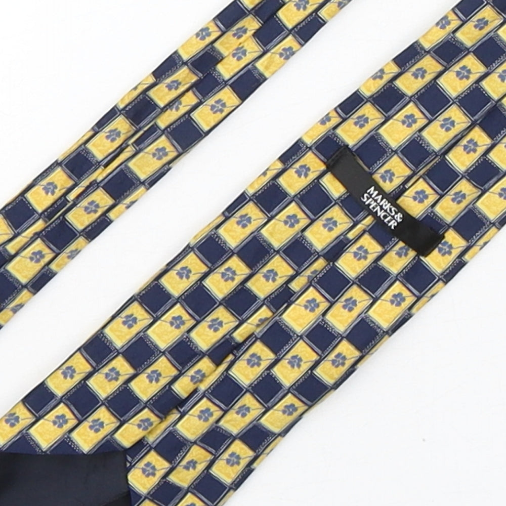 Marks and Spencer Mens Multicoloured Plaids & Checks Polyester Pointed Tie One Size