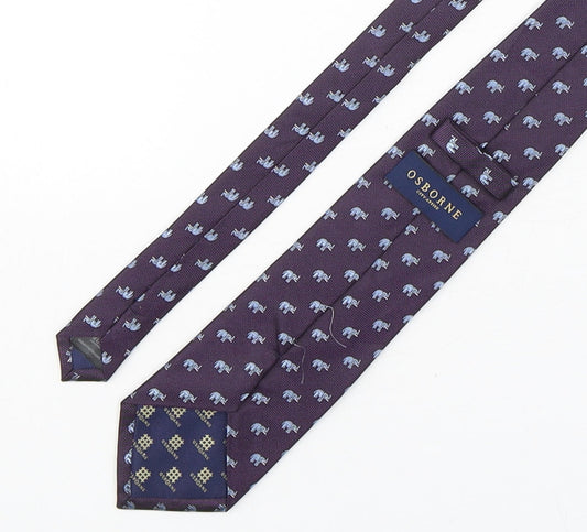 Osborne Mens Multicoloured Geometric Silk Pointed Tie One Size - Elephants