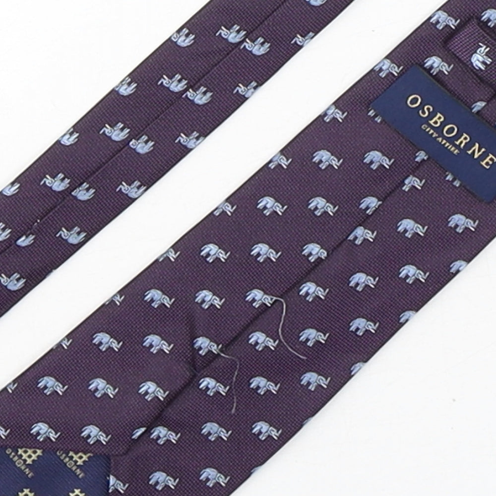 Osborne Mens Multicoloured Geometric Silk Pointed Tie One Size - Elephants