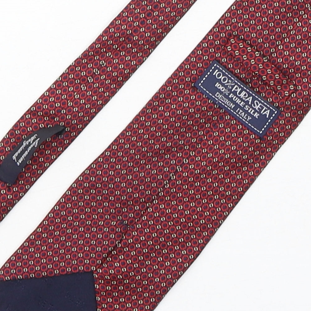 Brand and care label for PreWorn men’s multicoloured geometric silk pointed tie one size