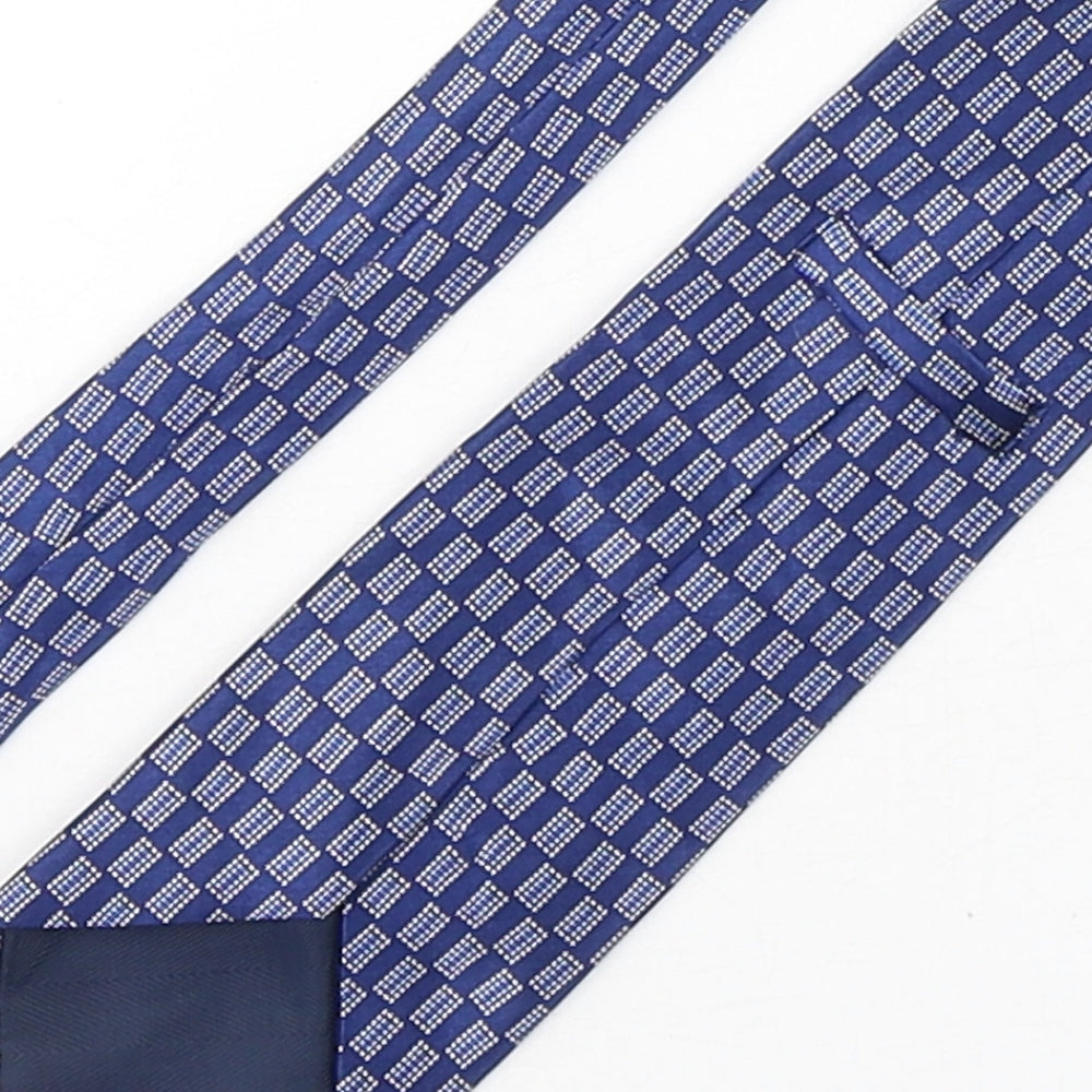 Marks and Spencer Mens Blue Geometric Silk Pointed Tie One Size