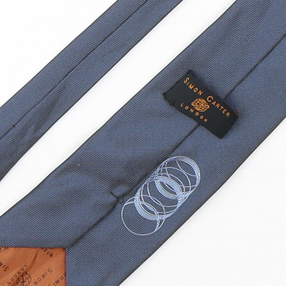 Simon Carter Mens Blue Silk Pointed Tie One Size