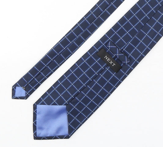 NEXT Mens Blue Plaids & Checks Polyester Pointed Tie One Size