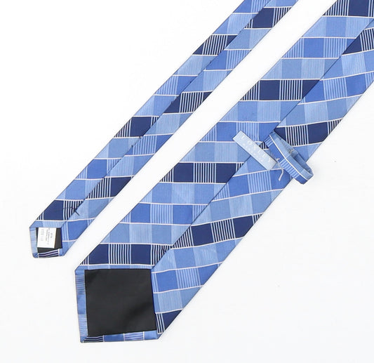 Loxley Mens Blue Plaids & Checks Polyester Pointed Tie One Size