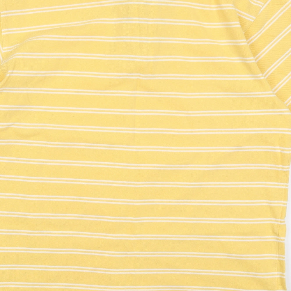 Cutter & Buck Mens Yellow Striped Cotton Polo Size M Collared Pullover