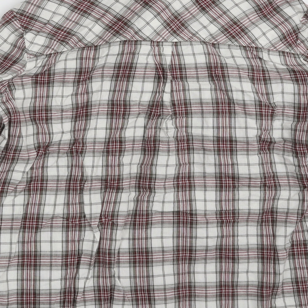 Autograph Womens Grey Plaid 100% Cotton Basic Button-Up One Size Collared