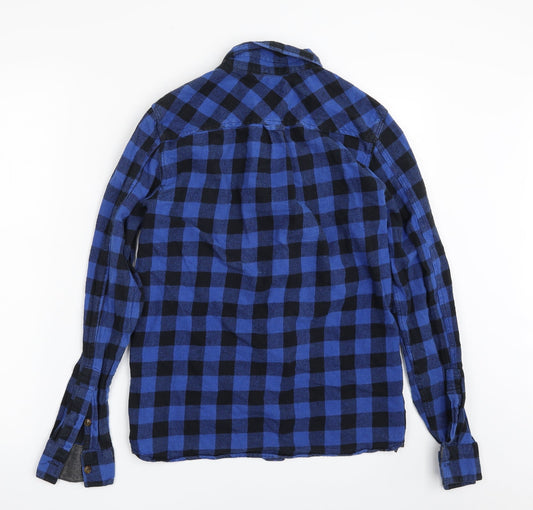 Mens UK Size S dSTRUCT Blue Button-Up Long Sleeve Casual Shirt