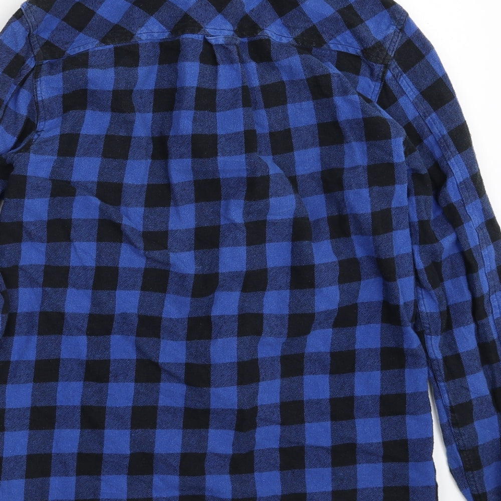 Mens UK Size S dSTRUCT Blue Button-Up Long Sleeve Casual Shirt
