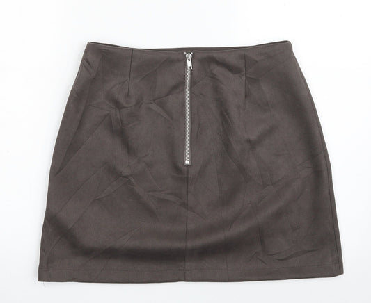 New Look Womens Beige Polyester A-Line Skirt Size 12 Zip