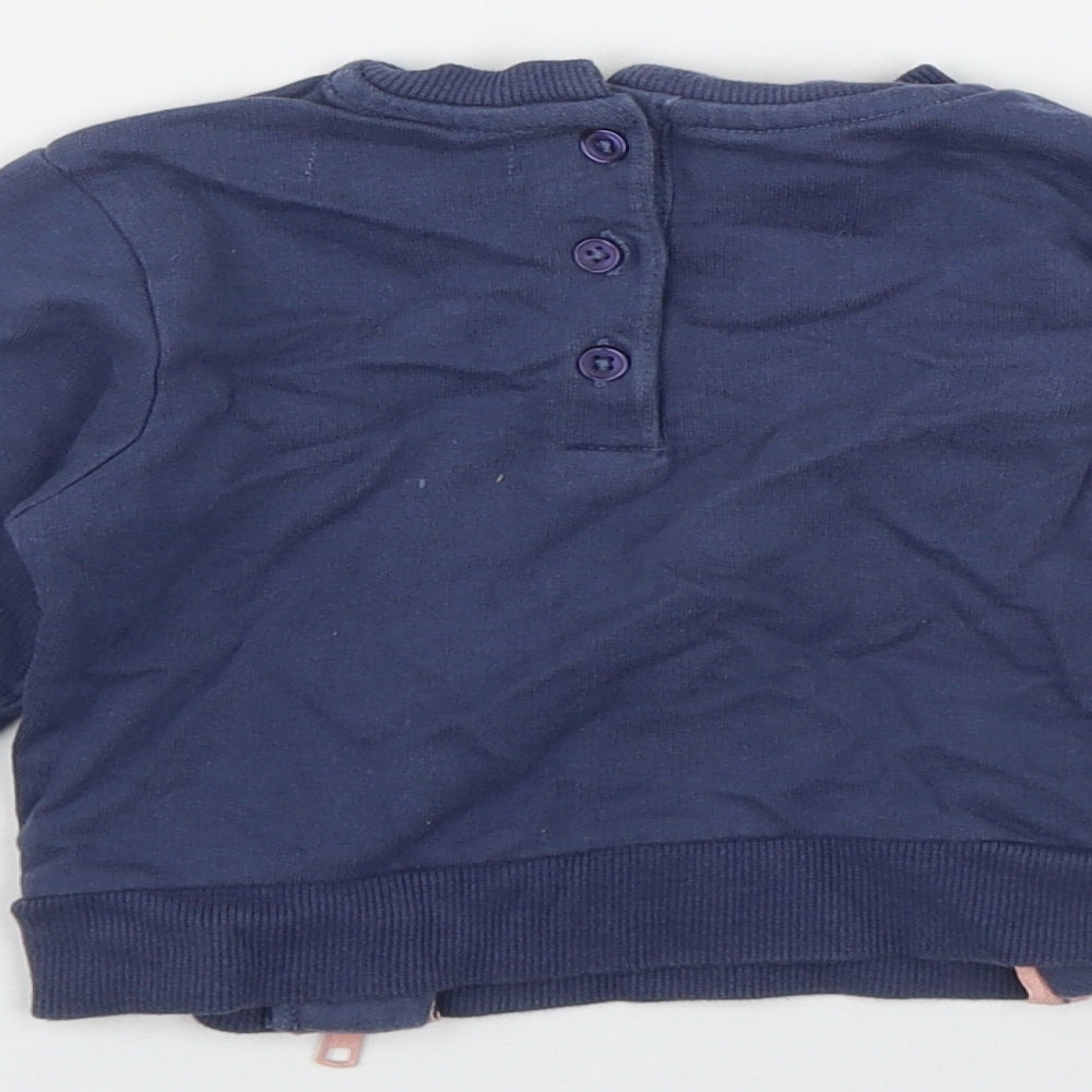 Very Girls Blue Cotton Pullover Jumper Size 12-18 Months Button - 'Stay Wild'