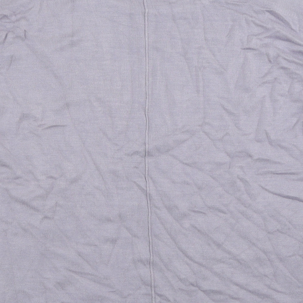 Brand and care label for Saint women’s purple crew neck viscose jumper, size L