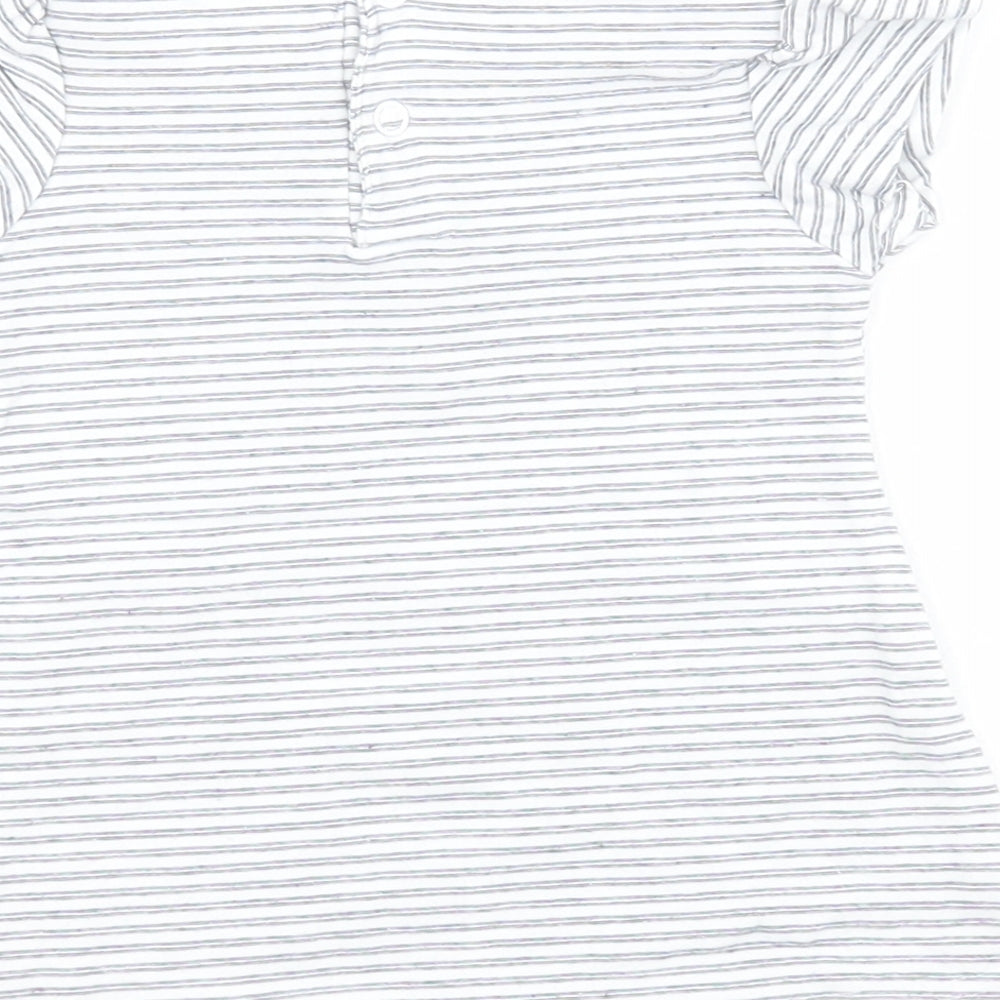 Dirkje Baby Blue Striped Cotton Pullover T-Shirt Size 0-3 Months Round Neck Snap - 'Pretty Little Girl'