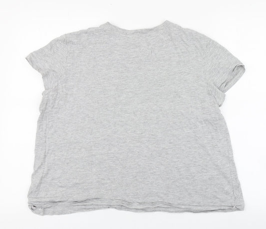 Primark Womens Grey Cotton Basic T-Shirt Size L Round Neck - Giraffe