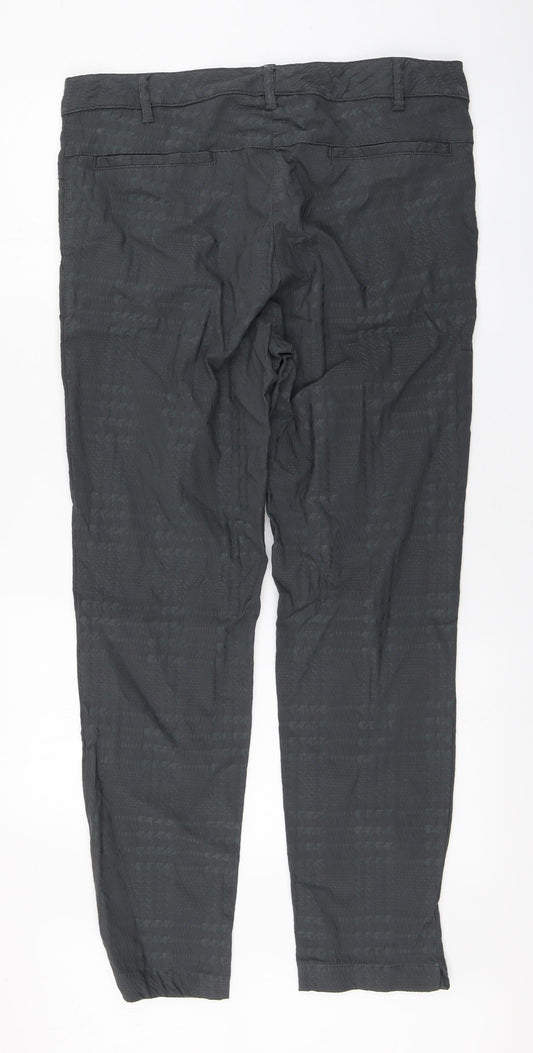 Masai Mens Grey Plaid Viscose Trousers Size L L29 in Regular Zip