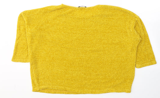 TU Womens Yellow Acrylic Jersey T-Shirt Size 16 Round Neck