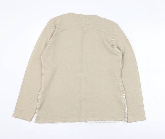 Autonomy Womens Beige Round Neck Acrylic Cardigan Jumper Size S